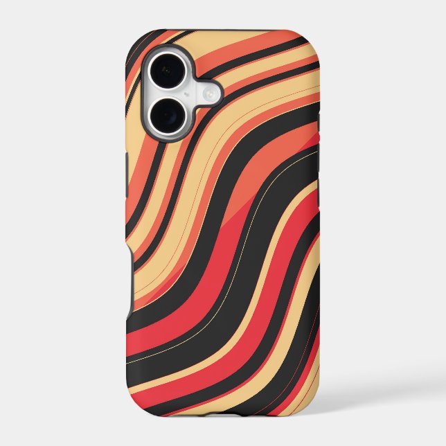 Red Black Pink Wavy Stripes Pattern (Back)