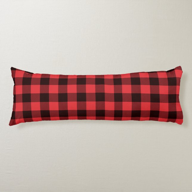 Red Black Plaid Body Cushion (Front)