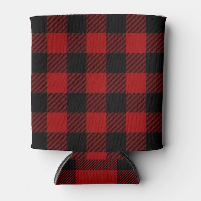 Red & Black Plaid Can Cooler (Front)