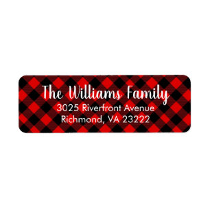 Red Black Plaid Christmas Return Address