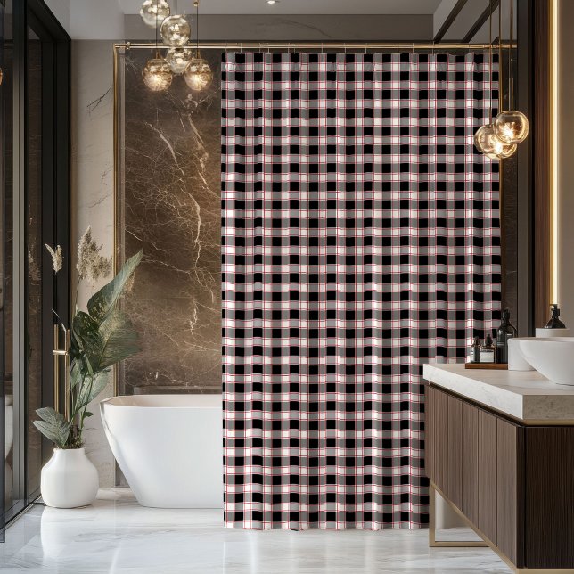 Red Black Plaid Curtain Welcome Gift for Home (Red Black Plaid Curtain Welcome Gift for Home)