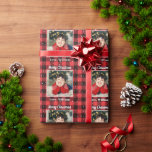 Red Black Plaid Custom Photo Christmas Holiday Wrapping Paper<br><div class="desc">Red Black Plaid Custom Photo Christmas Holiday Wrapping Paper</div>