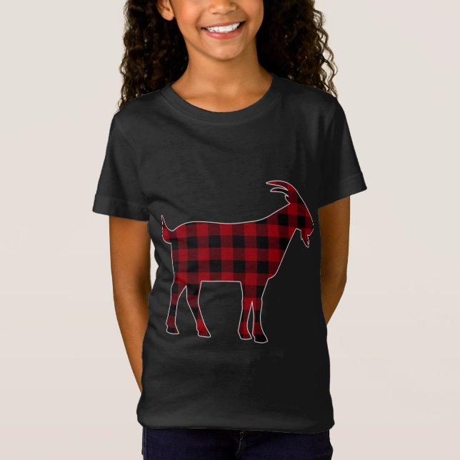 Red Black Plaid Goat Lover Farmer Matching Family  T-Shirt (Front)