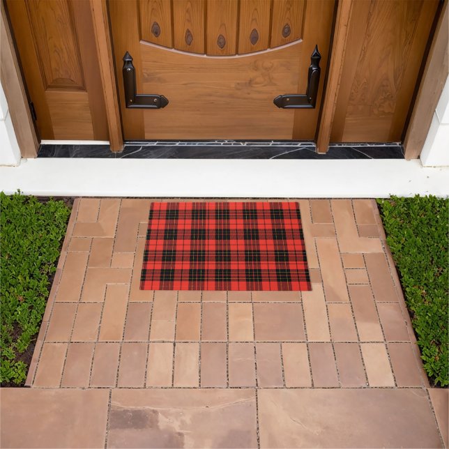 Red Black Plaid Minimalist Christmas Doormat (Outdoor)