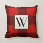 Red & Black Plaid Monogram Pillow<br><div class="desc">A pillow featuring a Red & Black Plaid design.  Personalise with your initial.</div>