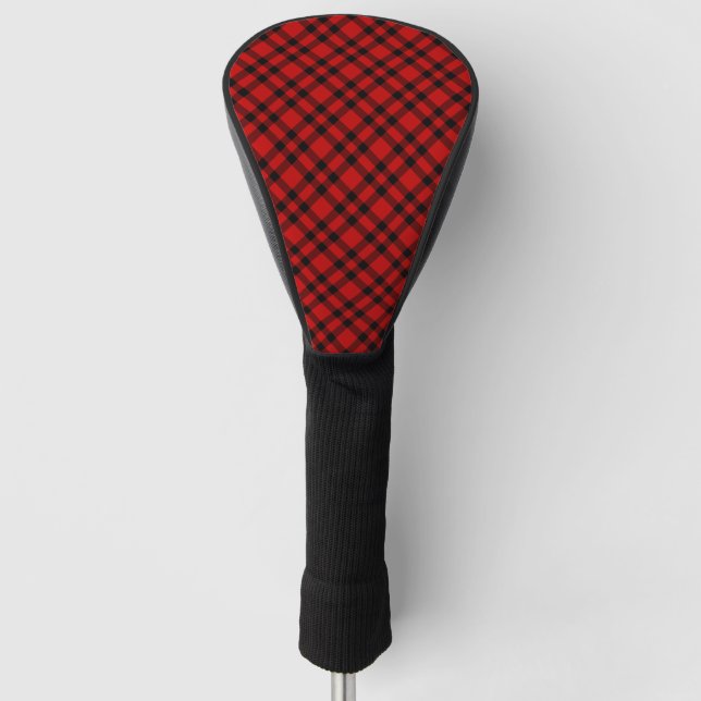 Red Black Plaid Pattern Golf Head Cover (Front)