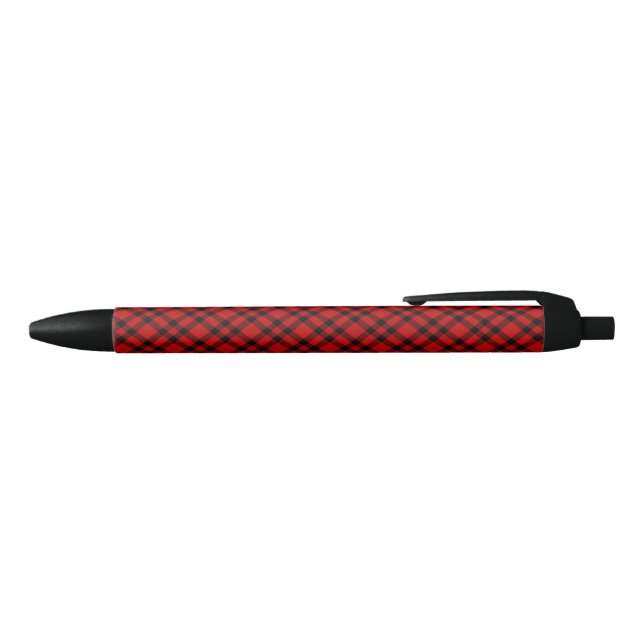 Red Black Plaid Pattern Ink Pen (Top)
