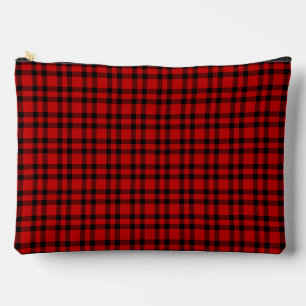 Red Black Plaid Pattern Large Accessory Pouch