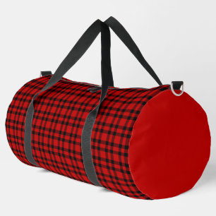 Red Black Plaid Pattern Large Duffle Bag