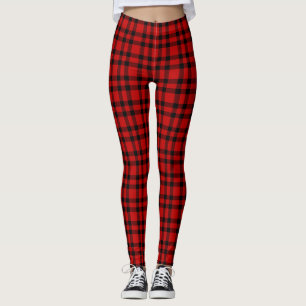 Red Black Plaid Pattern Leggings