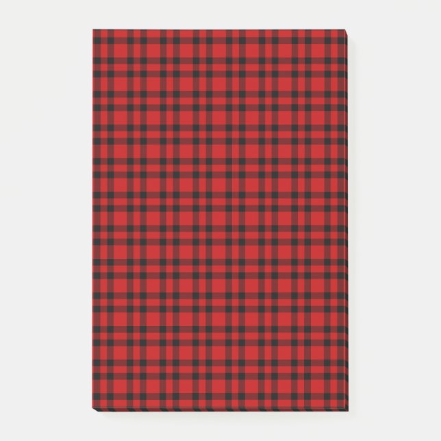 Red Black Plaid Pattern Post-it Notes (Front)