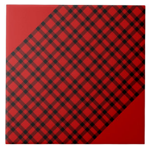 Red Black Plaid Pattern Tile