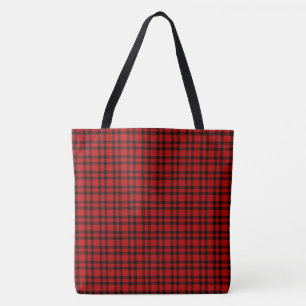 Red Black Plaid Pattern Tote Bag