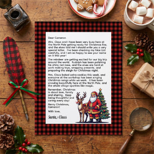 Red & Black Plaid Personalised Letter From Santa