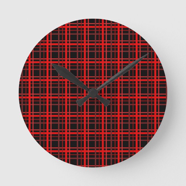 Red & Black Plaid Round Clock (Front)