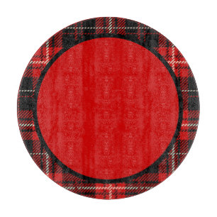 Red Black Plaid Trimmed Cutting Board