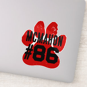 Red & Black Player Number Pawprint
