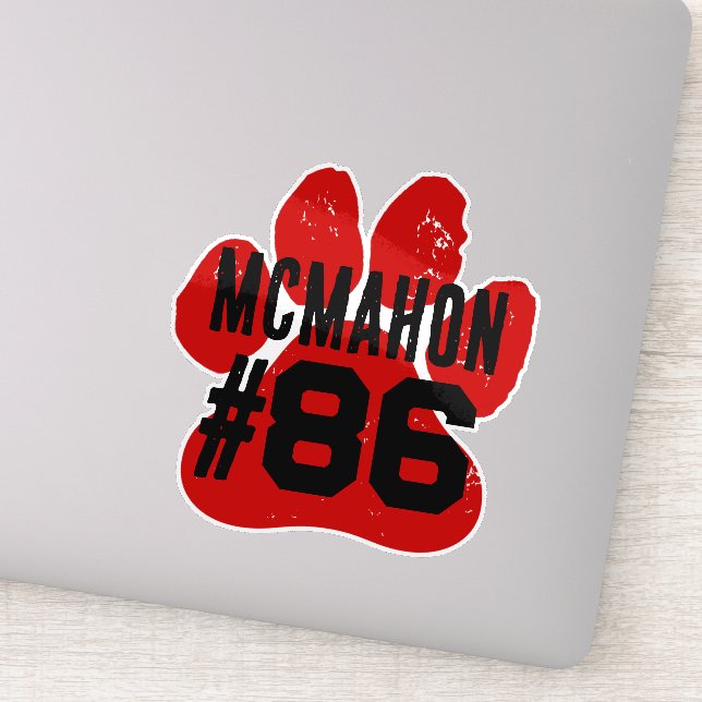 Red & Black Player Number Pawprint (Detail)