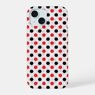 Red Black Polka Dots Textile Pattern Design iPhone 15 Case