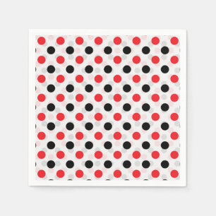 Red Black Polka Dots Textile Pattern Design Napkin