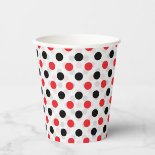 Red Black Polka Dots Textile Pattern Design Paper Cups