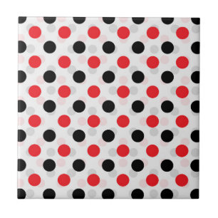 Red Black Polka Dots Textile Pattern Design Tile