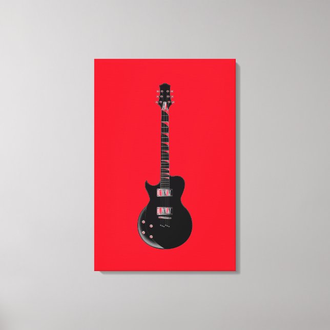 Red Black Pop Art Electric Guitar Canvas Print (Front)