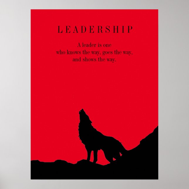 Red Black Pop Art Leadership Wolf Howling Poster (Front)