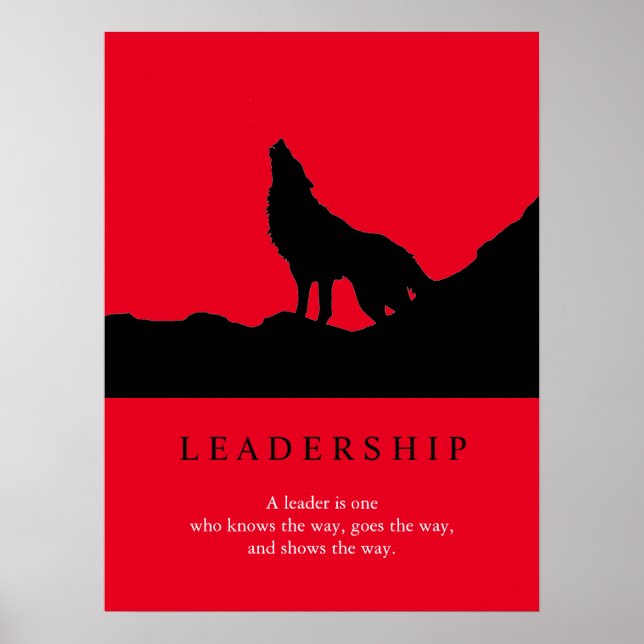 Red Black Pop Art Leadership Wolf Howling Poster (Front)
