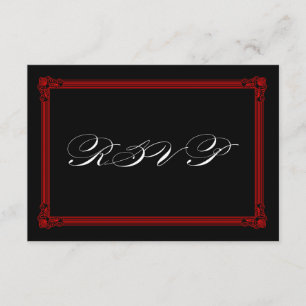 Red & Black Poster Style Wedding RSVP Cards