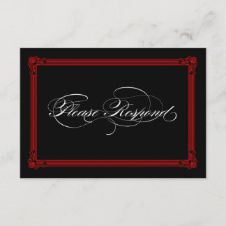 Red & Black Poster Style Wedding RSVP Cards