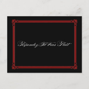 Red & Black Poster Style Wedding RSVP Postcards