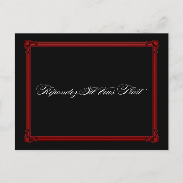 Red & Black Poster Style Wedding RSVP Postcards (Front)