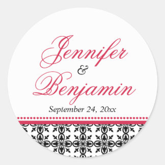 Red black preppy custom name wedding favour label