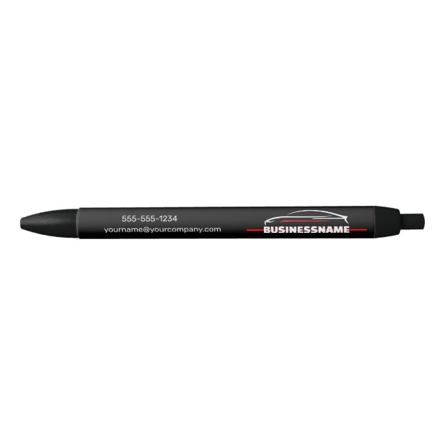 Red & Black Professional Automotive Car Detailing Black Ink Pen (Front)