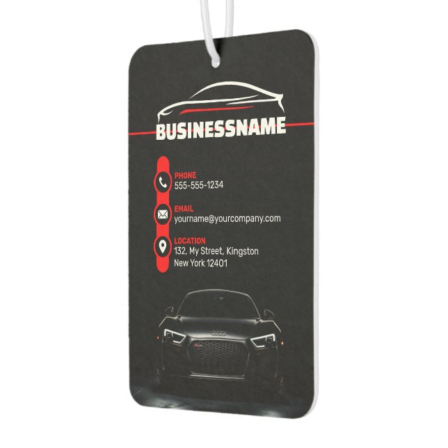 Red & Black Professional Automotive Car Detailing Car Air Freshener (Left)