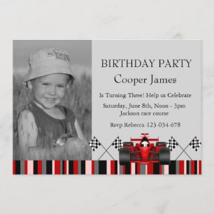 Red & Black Race Car Birthday Invite