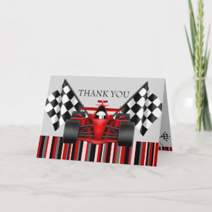 Red & Black Race Car Thank You Card