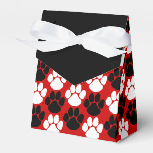 Red & Black Repeating Pawprint Gift Favour Box