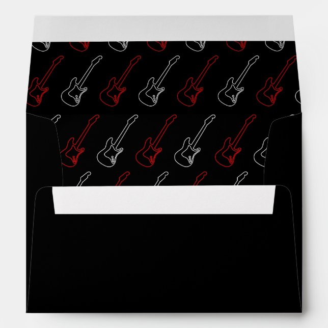 Red & Black Rock 'n' Roll Music Themed Wedding Envelopes (Back (Bottom))