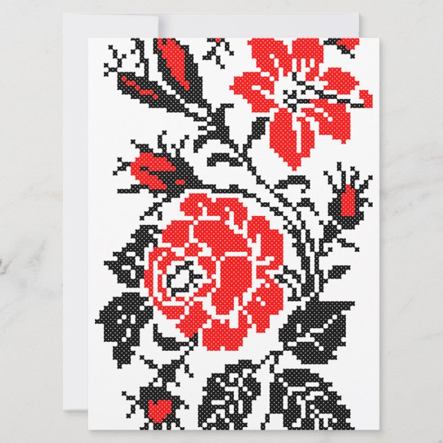 Red&Black Rose cross-stitch Russian Pattern (Front)