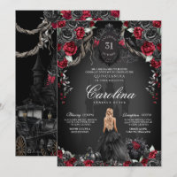 Red Black Rose Gothic Haunted Spooky Quinceanera