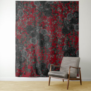 Red Black Rose Wedding Photo Back Drop Elegant Tapestry