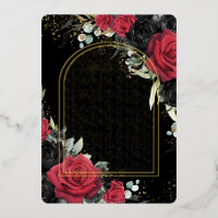 Red Black Roses Floral Quinceañera Save the Date