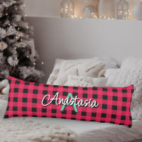 Red Black Rustic Buffalo Check Plaid Monogrammed