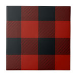 Red Black Rustic Buffalo Plaid Print  Tile<br><div class="desc">custom tile</div>