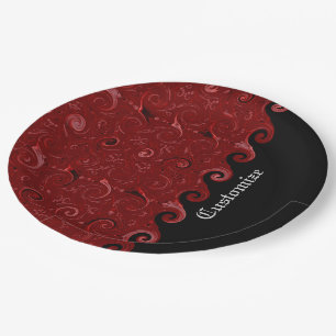 Red & Black Satin Curls Paper Plates