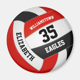 red black school colours team name volleyball magnet