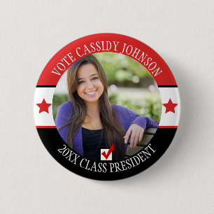 Red & Black School Election Student Body Vote 6 Cm Round Badge
