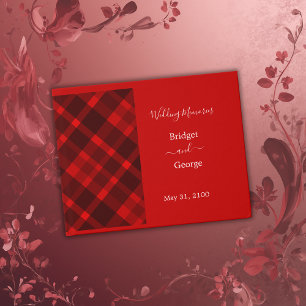 red black scottish celtic tartan wedding pattern guest book